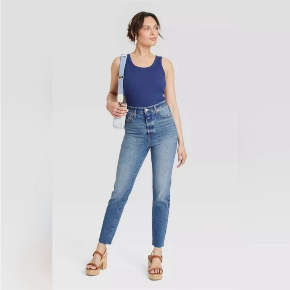 Universal Standard Light Wash Button Fly High Rise 90s Slim Denim Sz 17